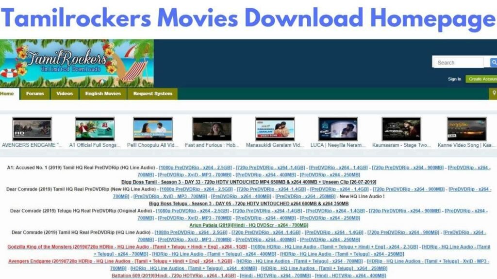 Tamilrockers Movies Download Homepage