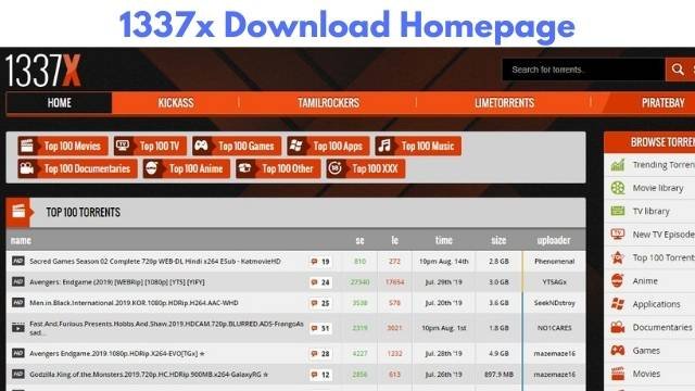 1337x Movies Download Homepage
